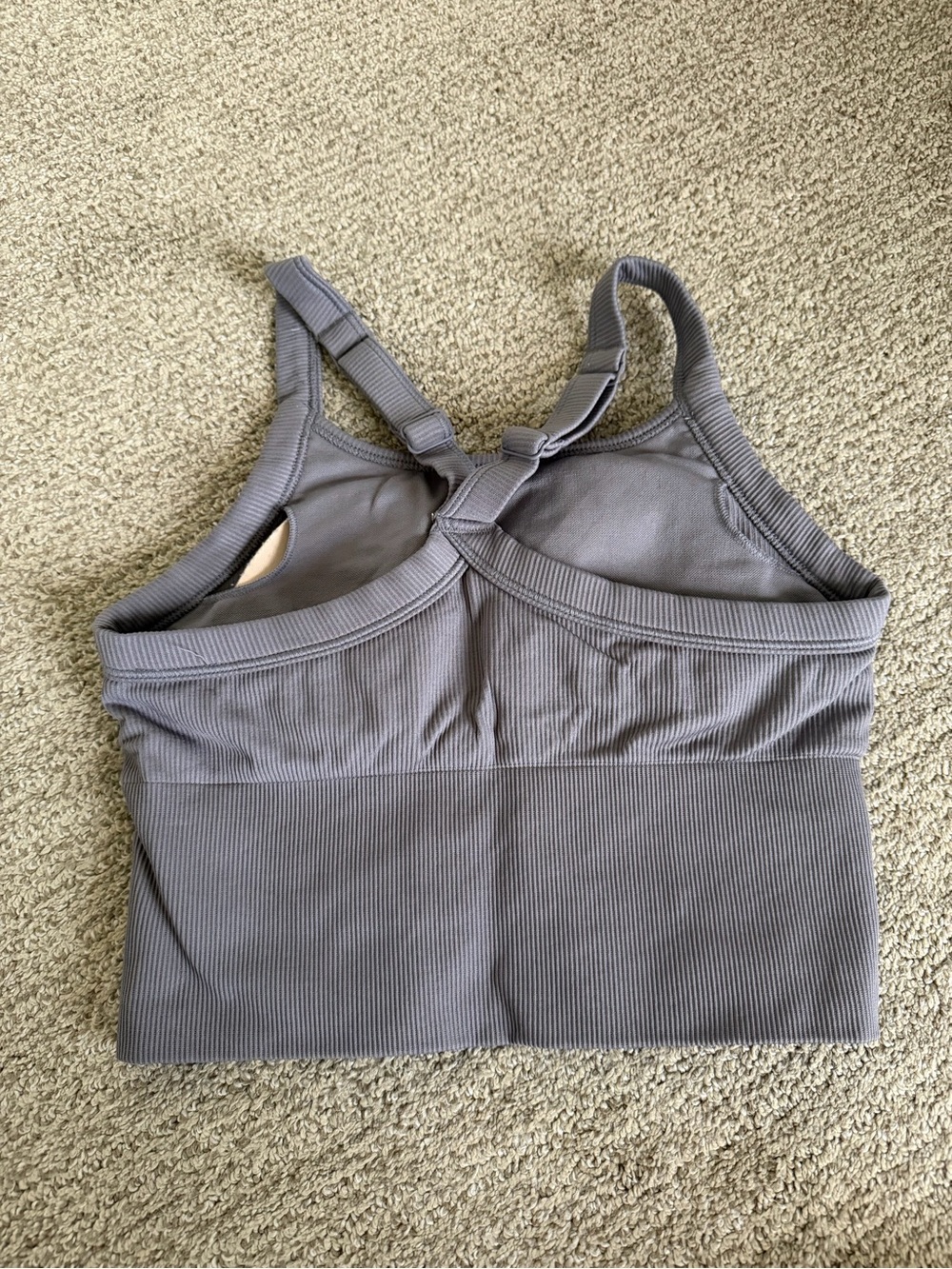 Alo yoga Ribbed Cropped Sports Bra Top - dusty lavender fog Grey - Picture 2 of 2